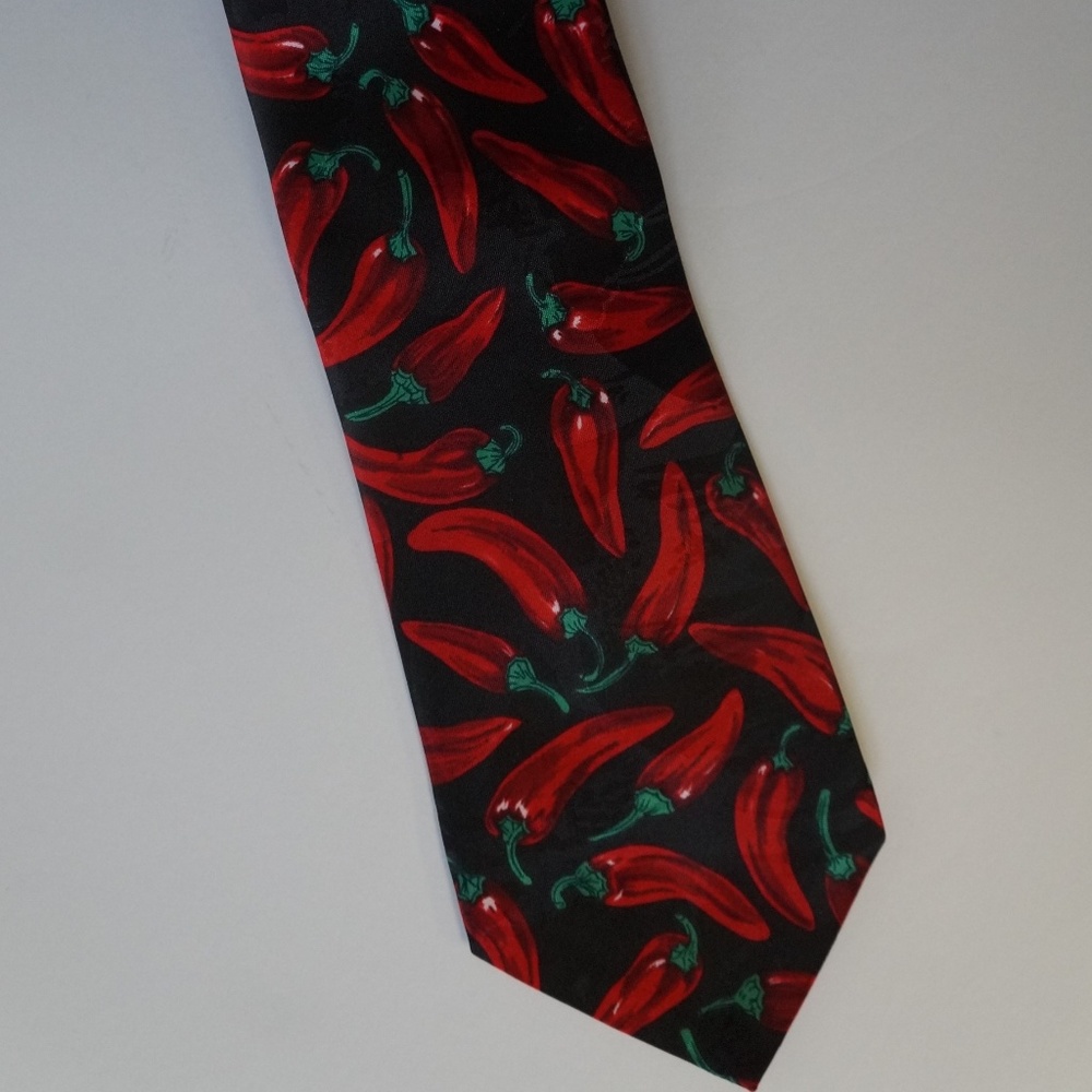 Chili Pepper Red Hot Men's Black Tie